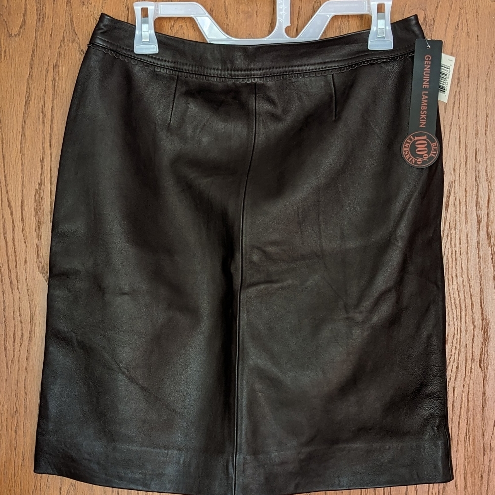 Vntg Jaclyn‎ Smith Brown Leather Pencil Midi Skirt, Fall/Winter Career Casual 10
